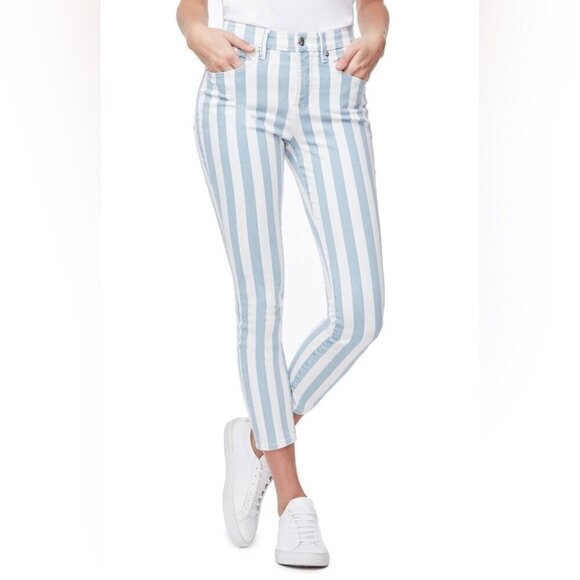 Good American Baby Blue white stipe jeans size 24 - Picture 12 of 12